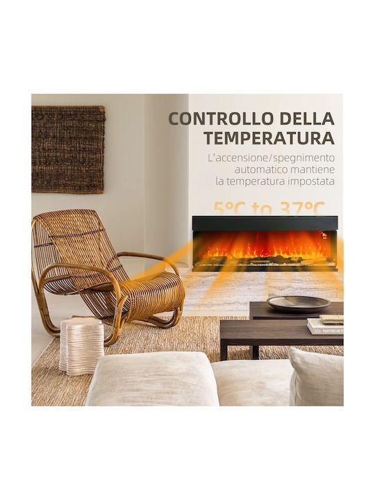 HomCom Επιτοίχιο Ηλεκτρικό Τζάκι 1800W Μαύρο