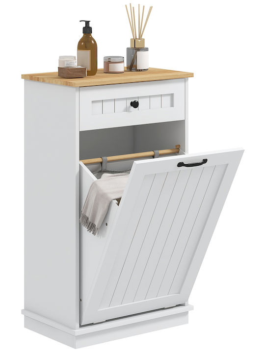 HomCom Floor Bathroom Shelf Wooden White