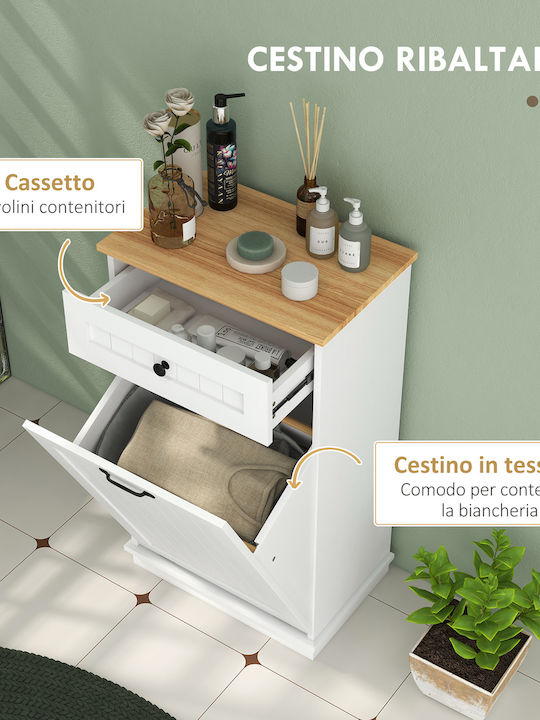 HomCom Floor Bathroom Shelf Wooden White