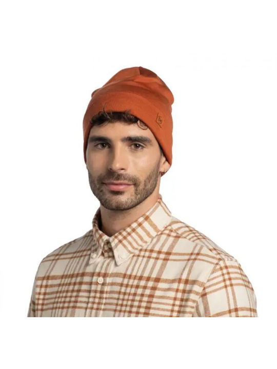 Buff Merino Beanie Unisex Beanie Knitted in Orange color