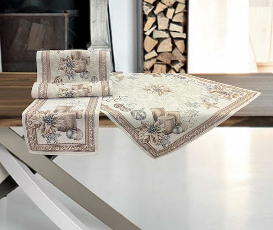 Linea Home Комплект Коледни Покривки Каре Златист 2бр