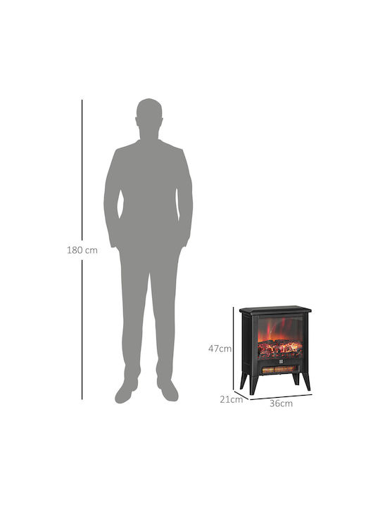 HomCom Επιδαπέδιο Ηλεκτρικό Τζάκι 1800W 36x21cm Μαύρο