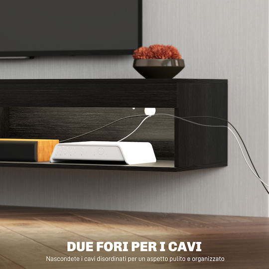 Έπιπλο TV Επιτοίχιο με Φωτισμό Led Μαύρο 180x40x30εκ. Έπιπλο TV Επιτοίχιο με Φωτισμό Led Μαύρο 180x40x30εκ.