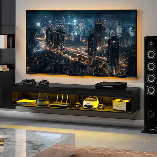 Έπιπλο Τηλεόρασης με Φωτισμό LED Μαύρο Μ180xΠ40xΥ30cm