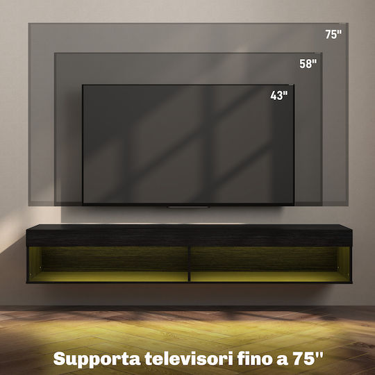 Έπιπλο Τηλεόρασης με Φωτισμό LED Μαύρο Μ180xΠ40xΥ30cm