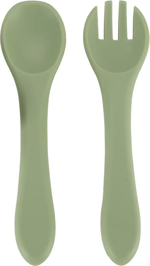 ikonka Feeding Set made of Silicone Green 6pcs