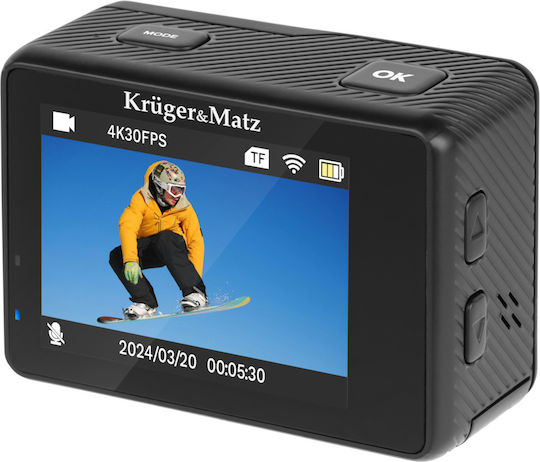 Kruger & Matz KM0292 Action Camera 4K Ultra HD with Screen 2" and Wi-Fi Black