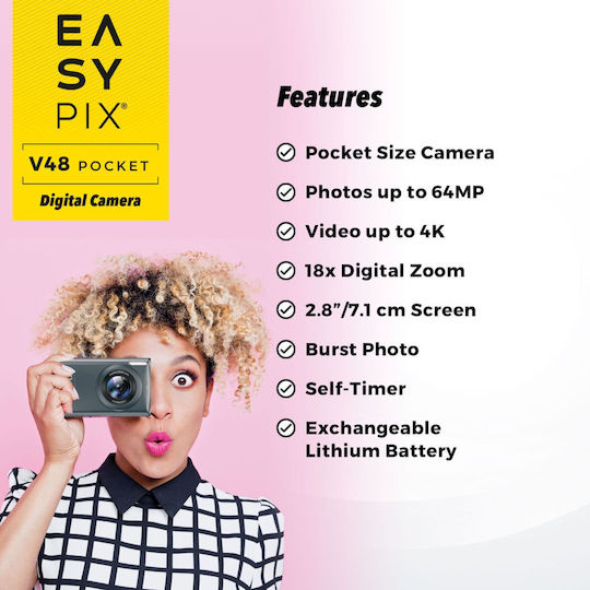 EasyPix V48 Compact Φωτογραφική Μηχανή Γκρι