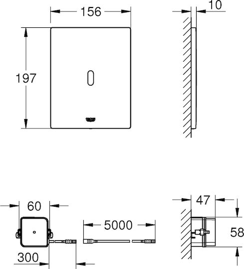 Grohe Tectron Bau E Πλακέτα για Καζανάκια Διπλής Λειτουργίας Phantom Black