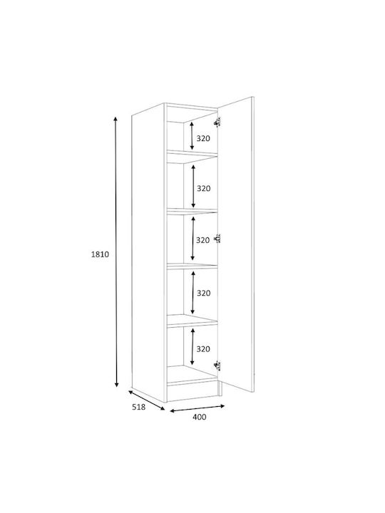 Einzeltür Kleiderschrank Ricardo Natural Beech 40x51.8x181cm