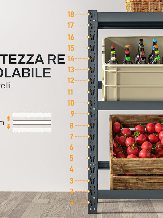 HomCom Free Standing Metallic Wine Cabinet Gray 110x30x110cm