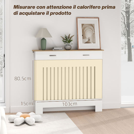 HomCom Radiator Cover From MDF White 112x19x97cm