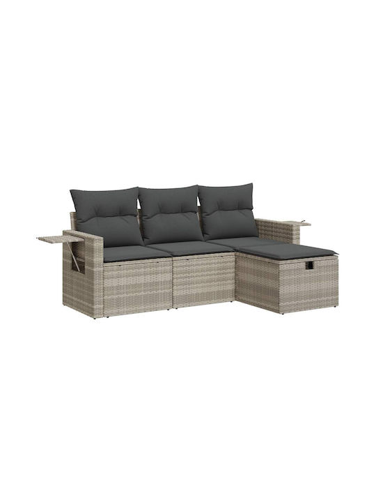 Corner Outdoor Sofa Rattan with Chest and Cushions 55x55x69cm