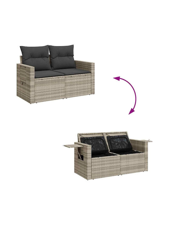 Corner Outdoor Sofa Rattan with Chest and Cushions 55x55x69cm
