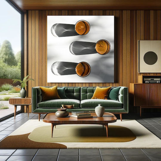 Πίνακας Three Coffee Cups Shadows Τρία Φλιτζάνια Καφέ Σκιές 100x100