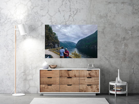 Cuplu Admirând Peisaj Pictural Scenic 150x100