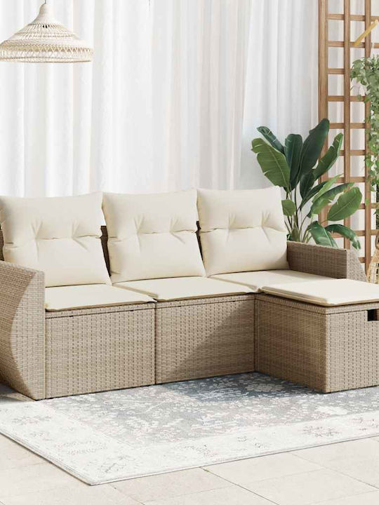 Corner Outdoor Sofa Rattan with Chest and Cushions 55x55x69cm
