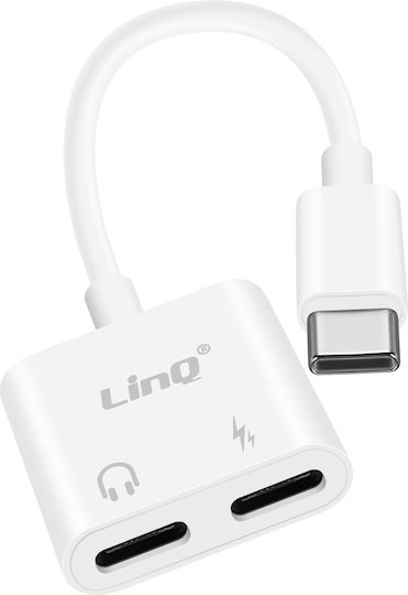 Linq USB C auf 2x USB C Audio Schnelllade-Power-Delivery-Adapter Weiß
