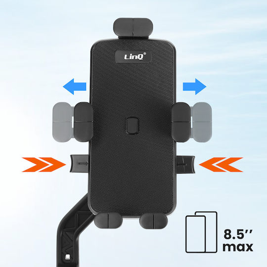Държач за телефон за велосипед/мотоциклет Linq 6.5 до 8.5'' кормило огледален черен