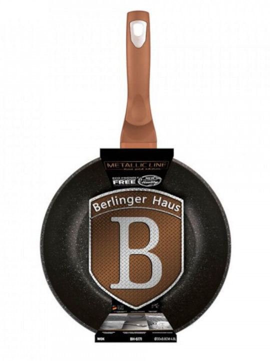 Berlinger Haus Metallic Line Wok made of Aluminum with Stone Coating Rose Gold Collection 30cm