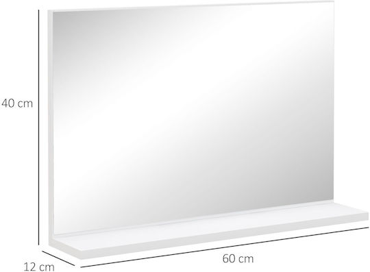Kleankin Rectangular Bathroom Mirror made of Particle Board with Shelf 60x12cm White