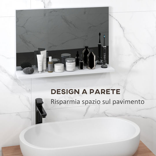 Kleankin Rectangular Bathroom Mirror made of Particle Board with Shelf 60x12cm White