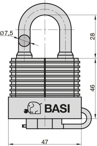 Basi Vhs615w Lacăt Potcoavă Din Oțel Cu Cheie 40mm Negru