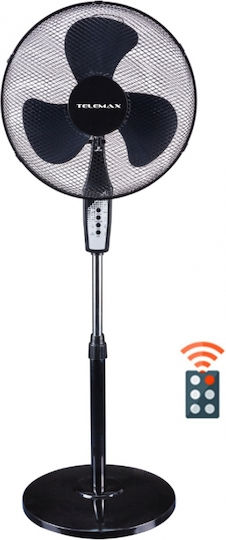 Telemax FS-1617RC Ανεμιστήρας Ορθοστάτης 45W Διαμέτρου 40cm με Τηλεχειριστήριο Μαύρος