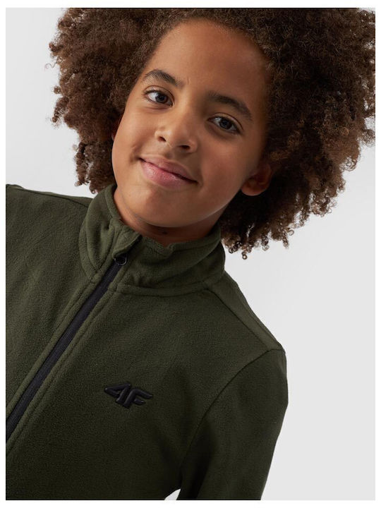 Athletic Kids Cardigan Fleece Khaki