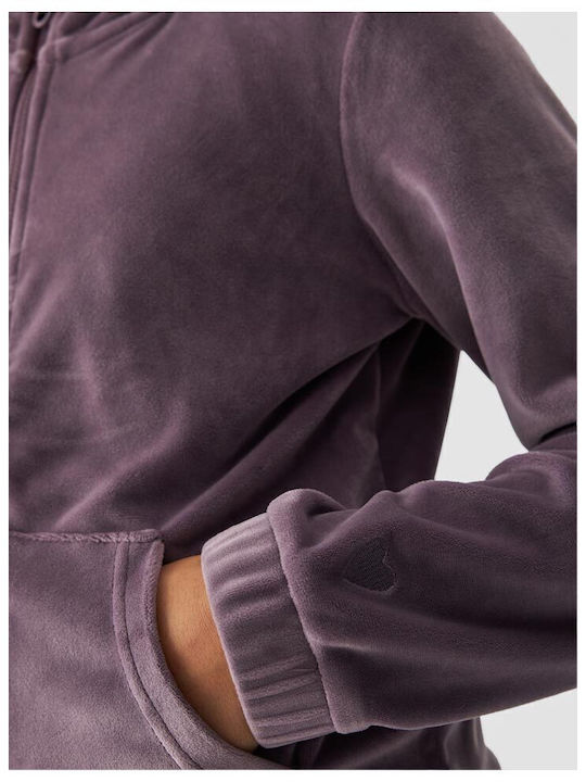 Sportlich Kinderstrickjacke mit Kapuze Lila