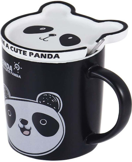 Ceramic Mug Lid Spoon Pufo Happy Panda Coffee Tea 300 Ml Ceramic Mug Lid Spoon Pufo Happy Panda Coffee Tea 300 Ml