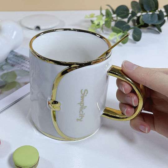 Pufo Fashion Time Ceramic Mug Coffee Tea 350 Ml White