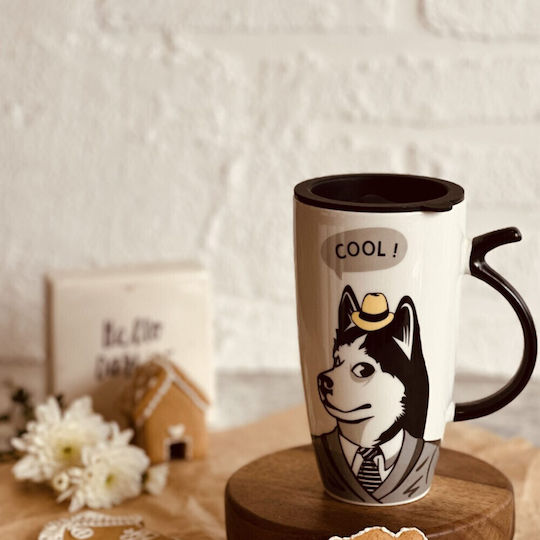 Tall Keramiktasse Mit Deckel Pufo Business Kaffee Tee 450 ml
