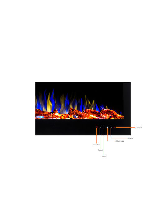 Hitense Wall Mounted Electric Fireplace 1600W 114.3x14cm Black