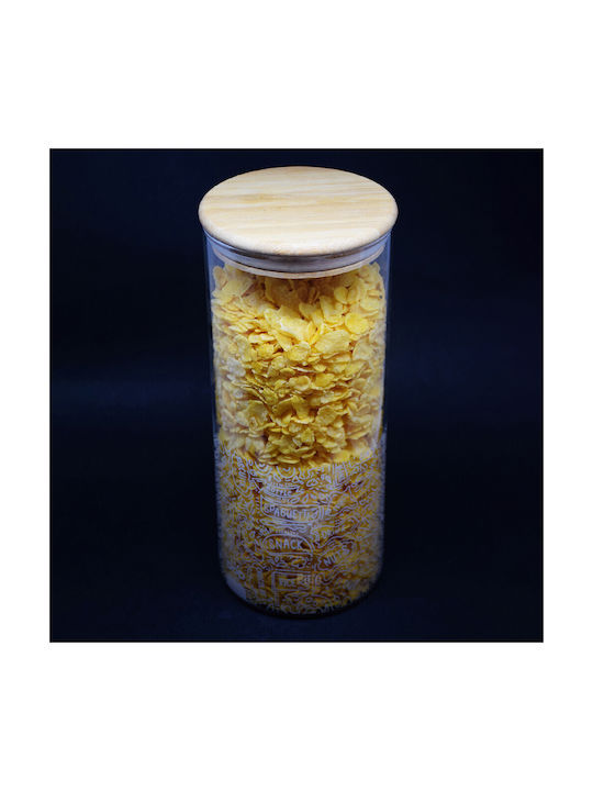 Pufo Taste Borosilicate Glass Container Sugar Coffee Tea Spices Airtight Bamboo Lid 1.4L