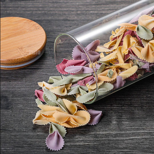 Pufo Taste Borosilicate Glass Container Sugar Coffee Tea Spices Airtight Bamboo Lid 1.9 L