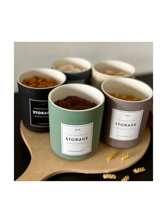Ceramic Recipient Pufo Elegance Sugar Coffee Tea Spices Airtight Bamboo Lid 450 Ml Blue