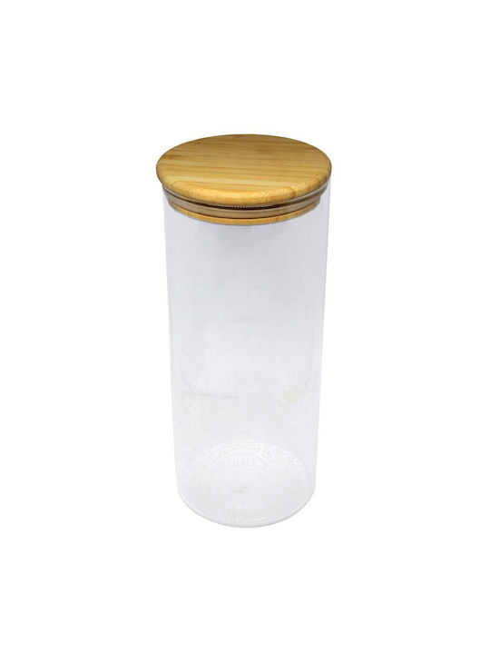 Pufo Taste Borosilicate Glass Container Sugar Coffee Tea Spices Airtight Bamboo Lid 1.4L