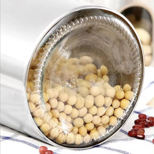 Metallic Pufo Taste Container Sugar Coffee Tea Spices Lid 1.8l Transparent Silver