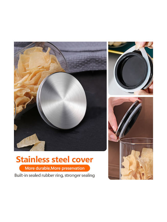 Borcan de Sticlă Borosilicat pentru Zahăr Cafea Ceai Condimente cu Capac Ermetic 1.9l