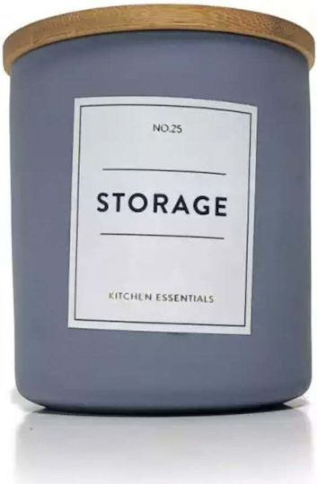 Ceramic Recipient Pufo Elegance Sugar Coffee Tea Spices Airtight Bamboo Lid 450 Ml Blue