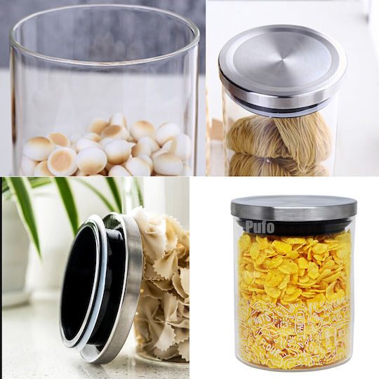 Borosilikatglas Glasvase Pufo Zucker Kaffee Tee Gewürze Luftdichter Verschluss 1 L