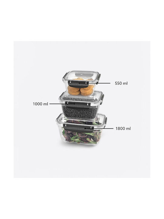 Max Home Lunchbox Kunststoff Transparent 3Stück