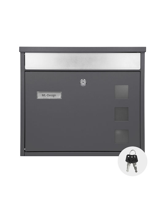 ML-Design Γραμματοκιβώτιο Εξωτερικού Χώρου Inox σε Γκρι Χρώμα 36x31.5x11.5cm