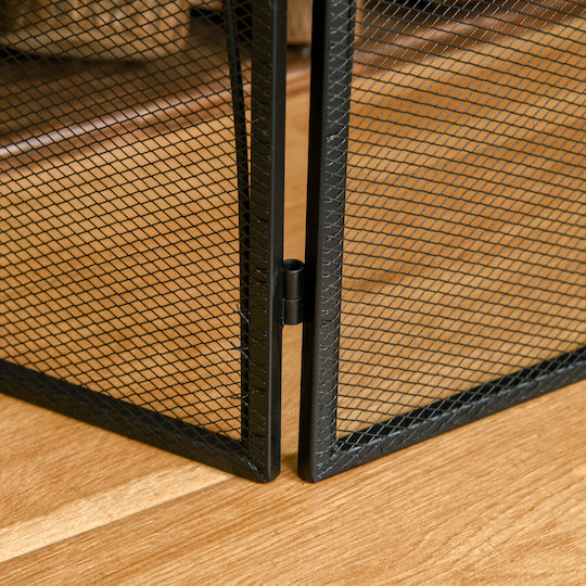 HomCom Metallic Fireplace Screen with 3 Panels 126x76cm Black