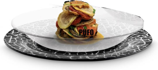 Set 6 Elegant Glass Plates Pufo Ellegant Black Serving Appetizers Desserts 28 Cm Black