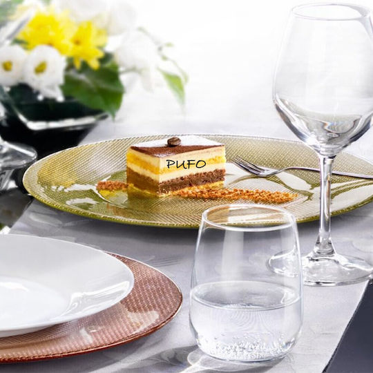 Elegant Glass Plate Pufo Luxury Desserts Appetizers 31 Cm Gold