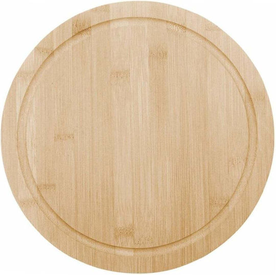 Round Bamboo Wood Serving Platter Food Appetizers Sweets Pizza 30 Cm Brown