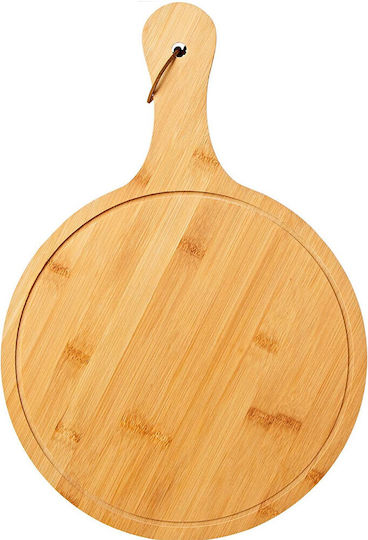 Runder Bambusholz Servierplatte Mit Griff Lebensmittel Vorspeisen Pizza 44 Cm Braune