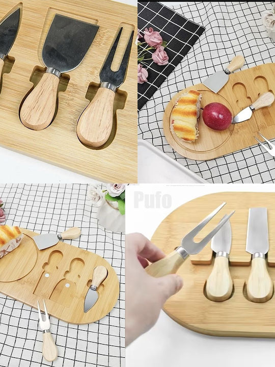 Bambus Servierplatte Für Käse Pufo Käse 3 Inklusive Zubehör 36 cm